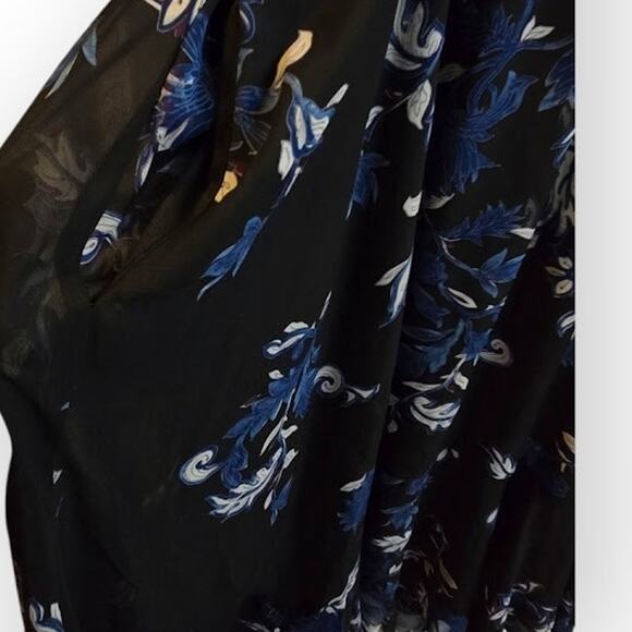 Lane Bryant Blue Black Floral Pleated Midi Dress NWT Size 14 - Picture 7 of 10